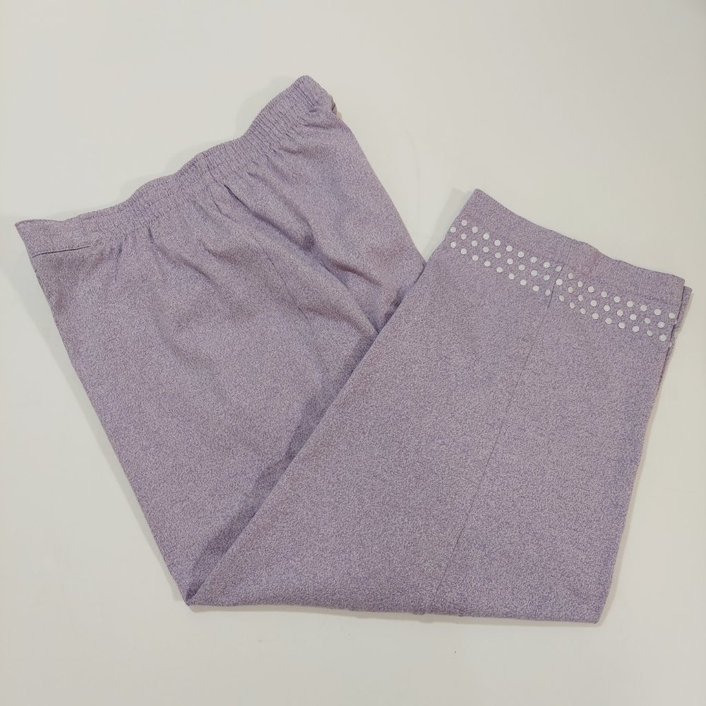 CATHY DANIELS Womens Purple Capri Pants Size L (22 Inseam) Stretch Waistband